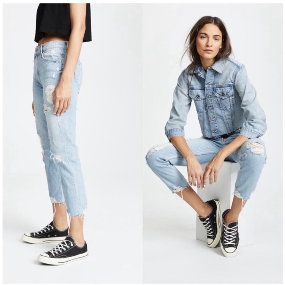 MOTHER The Sinner ‘Thanks for nothin’ Light Blue Distressed Jeans size 27